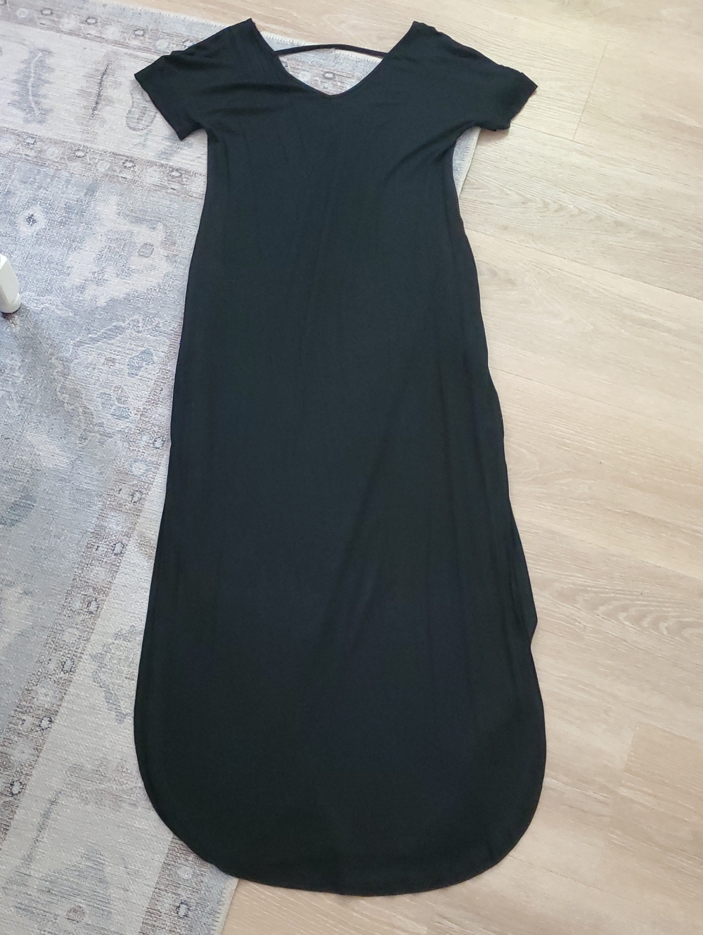 Boutique Black Long Open V Back Pocket Dress Cover-up SzS